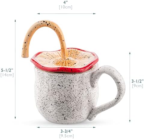 Avafort Cogumelo estilo tampa Shii-Take Caneca de café em cerâmica, caneca de café engraçada, 10oz