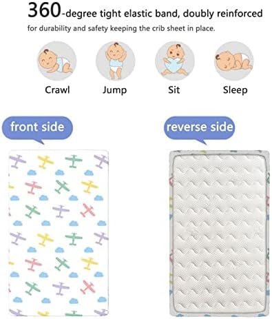 Lençóis mini -berços com temas de berçário, lençóis de berço portáteis, lençóis macios e respiráveis ​​- lençóis de colchão de berço