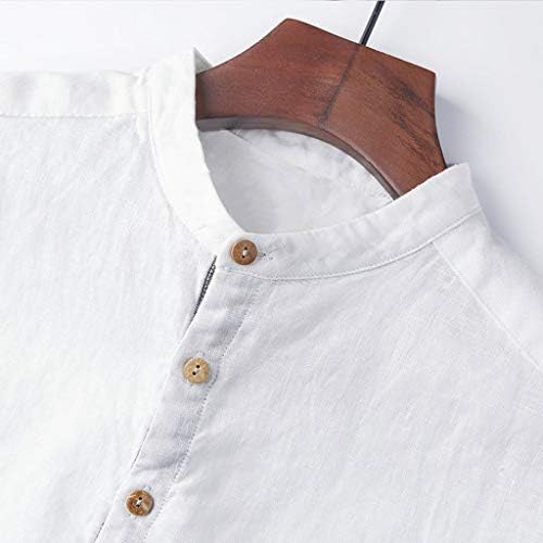 Xxbr verão masculino casual camisa henley linho algodão de manga curta botão frontal botão