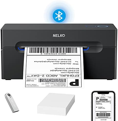 Nelko Bluetooth Térmica Impressora de etiqueta de remessa, impressora de etiqueta de remessa sem fio 4x6 para pequenas empresas, suporte Android, iPhone e Windows, amplamente utilizado para , eBay, Shopify, Etsy, USPS