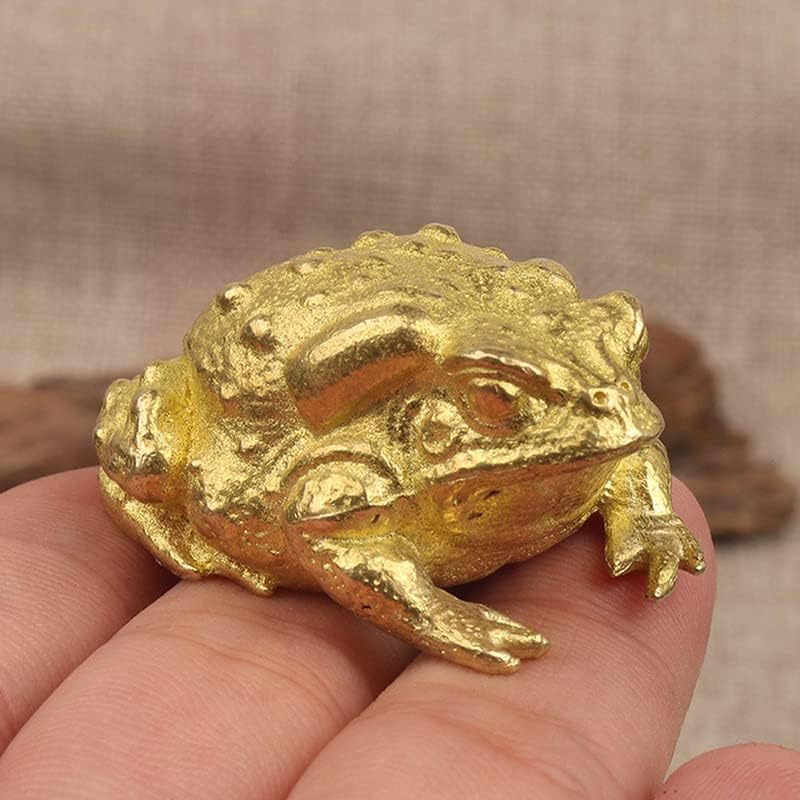 Yamslam Brass Golden Golden Toad Lucky Vintage Simulation Animal Figuras Miniaturas Home Office Desk Ornament Decoration Crafts