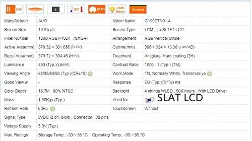 AUO Painel LCD de 19 polegadas G190ETN01.4 com kit completo da placa de motorista