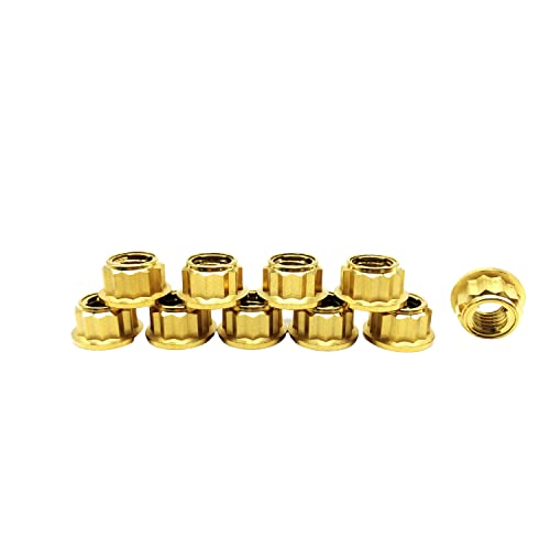 Rison Titanium bi-hex Sprocking Nut 12pt Flange Lock Nut Titanium Metal Lock Pack de 5