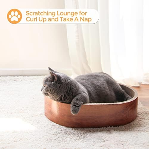 MSBC Oval Cat Scratcher, Armazenamento de papelão corrugado, Sofá de cama redondo de gato, tábua de reciclagem durável