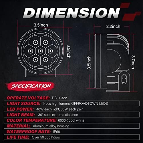 Luzes LED redondas de 3,5 polegadas de 3,5 polegadas de 80w 2pcs Luzes de condução Offroad LED PODS LUZES DE TRABALHO DE LED ROUNTE