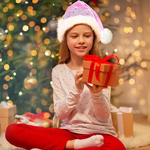 Chapéu de Papai Noel de Natal Pink Asekonc, chapéu de natal para adultos unissex Papai Noel para suprimentos de festa
