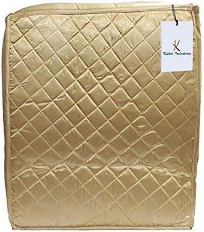 Kuber Industries Saree Tampa de 2 PCs tamanho grande em presente de casamento de cetim dourado