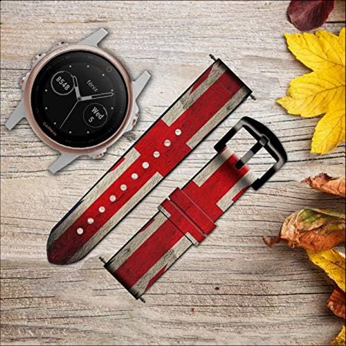 CA0489 Bandeira britânica vintage Couro e Silicone Smart Watch Band Strap for Garmin Approach S40, Forerunner 245/245/645/645, Tamanho