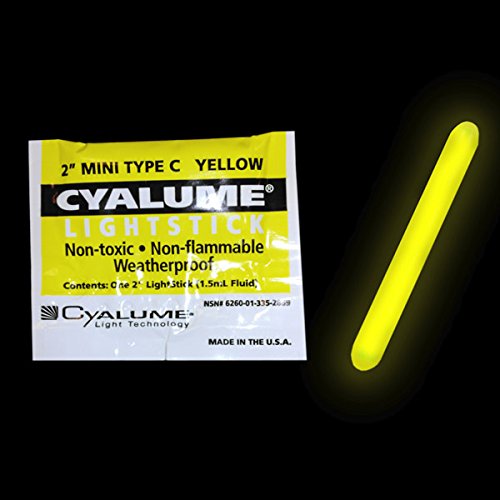 Cyalume 9-28690pf Mini Chemlight Light Stick, 2 comprimento, duração de 4 horas, amarelo