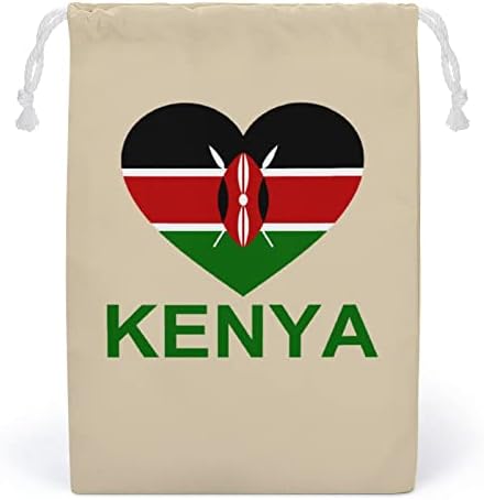 Love Kenya Canvas de armazenamento Bolsa de armazenamento reutilizável Saco de bolsa de cordas de cordão para viagem para viagens