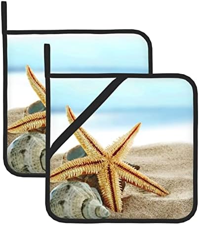 Estrelas e conchas marítimas no conjunto de porta-cozinha de praia, suporte para poliéster de alta temperatura resistente a polos