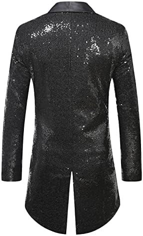 Tuxedo de terno de lantejoulas de lantejoulas masculinas, jaqueta de terno de bloco de cores masculina Fit de um botão de um botão Blazers Tuxedo Jackets