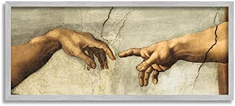 Stuell Industries Hands of the Creation of Adam Pintura Religiosa, Off-White, 13 x 30, AA-505_GFF_13x30