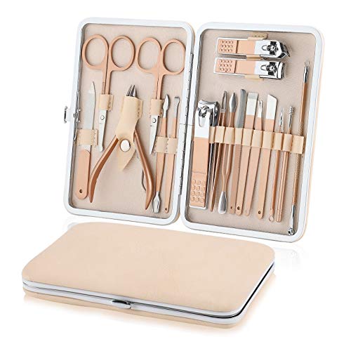 Kit de pedicure do Manicure Set Clippers, kit profissional de higiene pessoal em aço inoxidável, 18 em 1 ferramentas de cuidados com