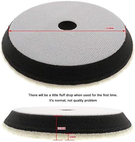 Xucus 6 polegadas 150 mm de lã de malha de lã Bodbacking bloco de buffing de bobo curto com almofada de espuma para rotary