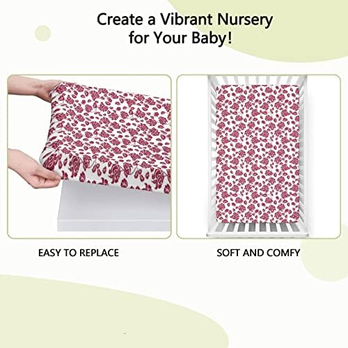 Folha de berço com tema de rosa, colchão de berço padrão folha de colchão ajustado de colchão macio lençóis de berço
