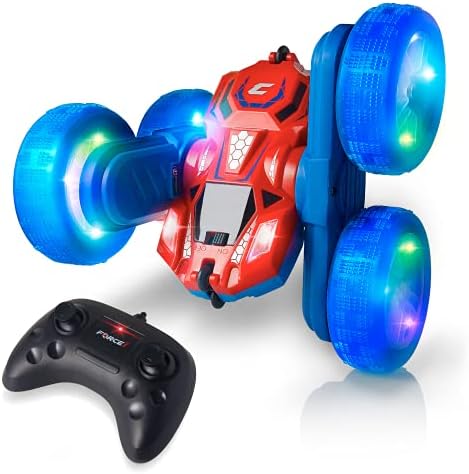 Carro de controle remoto de LED do Ciclone Force1 para crianças - carro RC rápido de dupla face com pneus LED brilhantes,