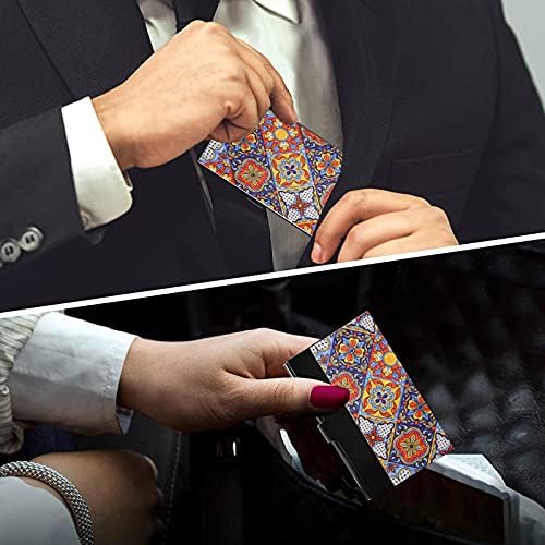 México Talavera Cerâmica Padrão de Tile Business Titular para homens Caso de cartas de visita de homens com couro
