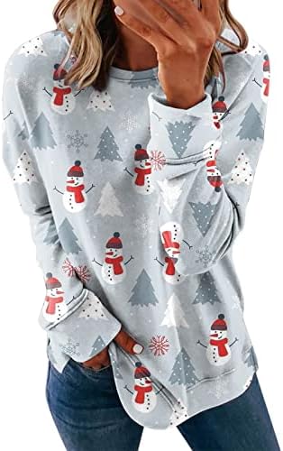 Moda de outono feminino tops casuais sem moletom de capuz de Natal Pulllover Sweatshirt Leve Womens Sweatshirt