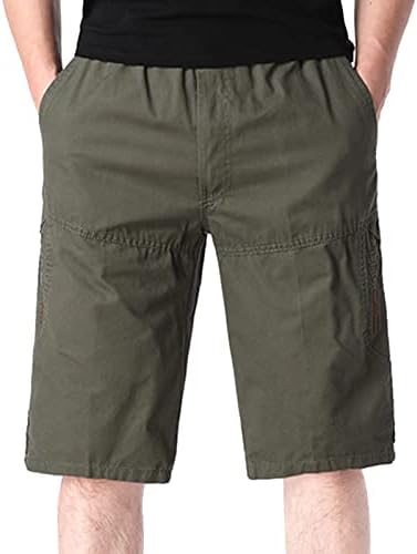 Miashui 12 meias homens casuais sólido verão de verão média cintura elástica shorts de carga solta com bolsos multi -bolsos