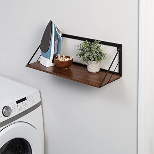 Honey-Can-Do Large Modern Farmhouse Flutuation Shelf com suporte de metal, Walnut Shf-09781 Walnut