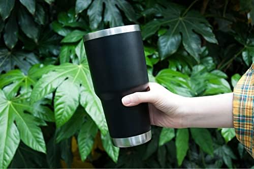 Azul de 30 oz+Blacktumbler Aço inoxidável A vácuo de parede dupla caneca isolada com palha e tampa, escova de limpeza para bebidas frias e quentes