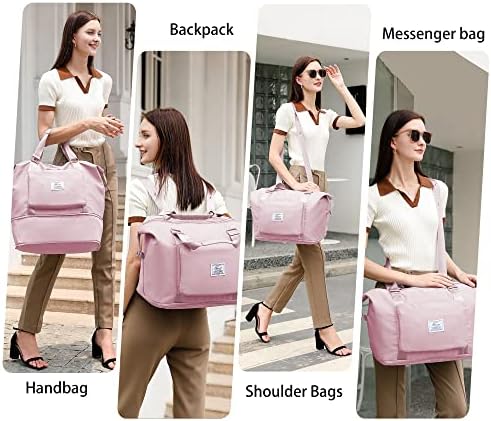 Bolsa de viagem de sopime bolsa de mochila esportiva expansível para mulheres, grande bolsa de viagem dobrável com alças