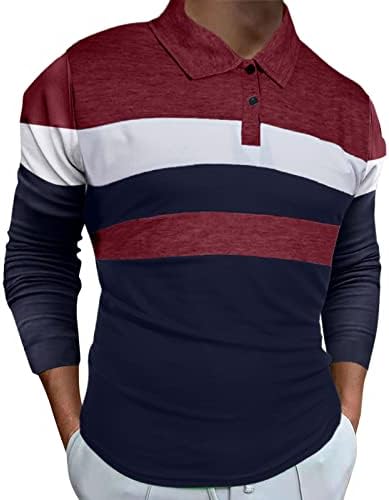 Xxbr 2022 Novos camisas de pólo masculino, manga comprida Button Golf Tops de golfe colorblock de retalhos de tênis casual