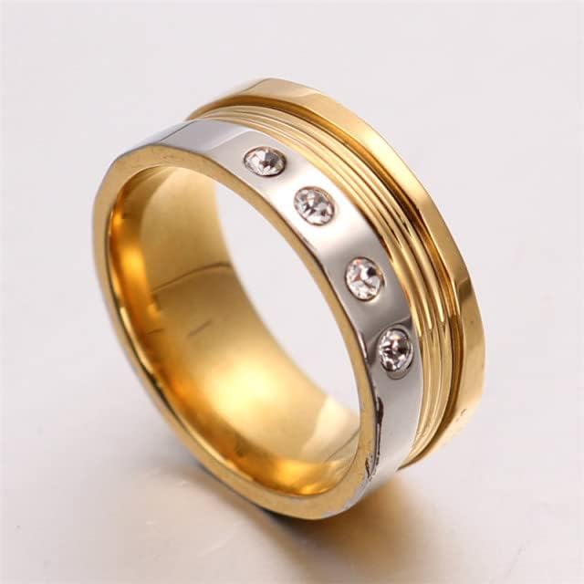 Kolesso 8mm 316l Rings para homens Mulheres quatro CZ anel de noivado de anel de trajetória de cristal 8mm-69356