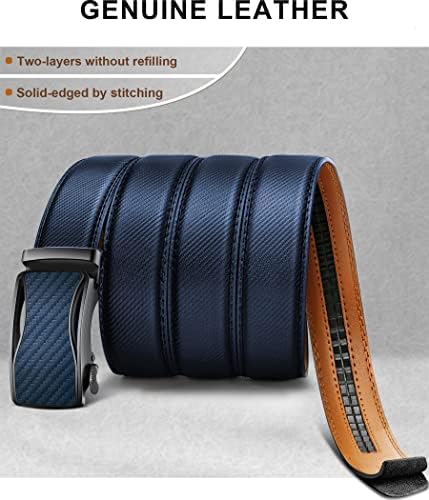 Cinturão de catraca de catraca de Kemisant 2 unidades, cinto deslizante para masculino camisas de calça casuais oxfords 1 3/8 , tamanho