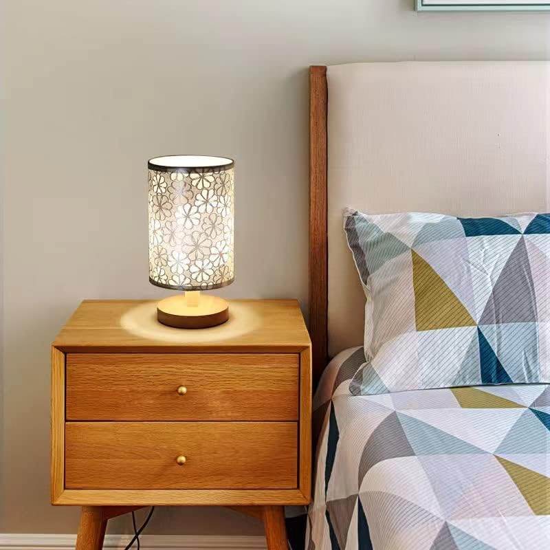Lâmpada de mesa de cabeceira - luminárias pequenas de quarto para mesa de cabeceira, opções de madeira de madeira maciça