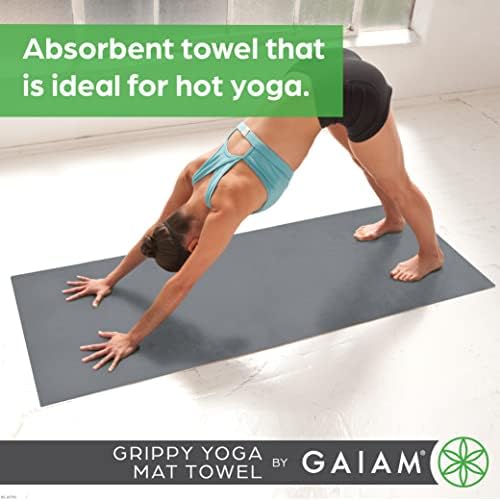 Toalha de ioga de ioga não deslizante GAIAM GAIAM - Toalha de secagem rápida - Ideal para ioga quente - microfibra e lavável