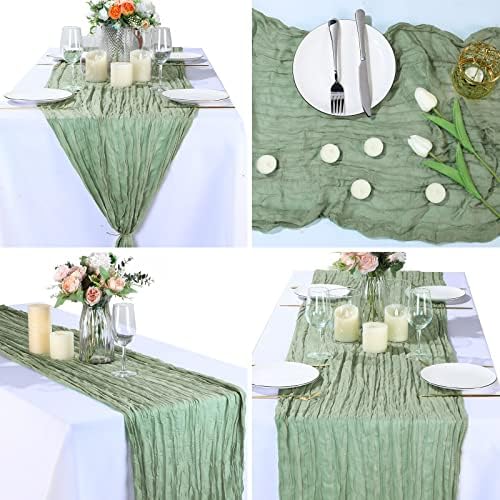 12 PCs Cheesecloth Table Runner Bulk 13ft Boho Galze Table Runner Rússico Rústico 157 polegada Pano de queijo Longo Romantic