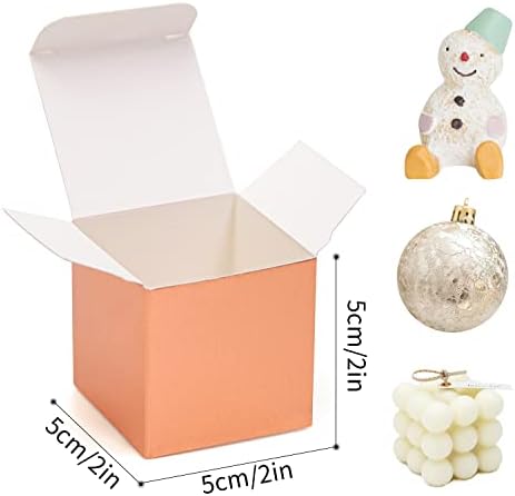 Szychen 50pcs 2x2x2in caixas de presente, caixas de favor de papel, adequadas para presentes pequenos, chocolates de doces, feitos à mão, presentes de chá de bebê festas em pequenas caixas de papel, caixa de ouro rosa rosa