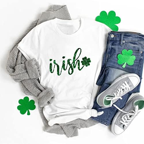 Yubnlvae Saint Patricks Day Mardi Womens Graphic Casual Crew Neck Folt Fit Party Irish Round Round Round