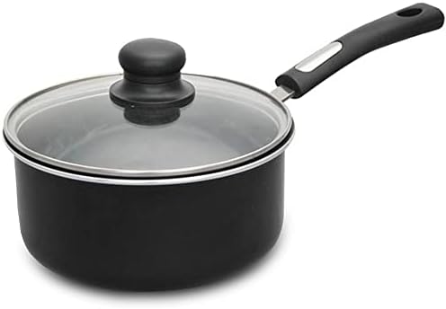 Hamilton Beach, molho coberto de não estacionamento, pan 2.3 -qt - panela de alumínio preto com maçaneta de baquelita de toque