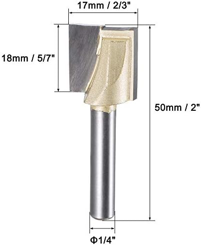 Uxcell 17mm dia 1/4 de haste de limpeza de haste de roteador, 2 flautas cortador de gorjeta não revestida para madeira