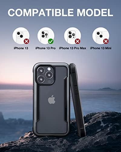Shield Raptic para iPhone 13 Pro Case, Caso Clear Protetive Protective à prova de choque, Drop militar de 10 pés testado, quadro