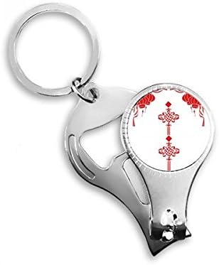 Lanterna vermelha Padrão de nó chinês Nipper unhas Anel de chaves de chave de corrente CLIPPER