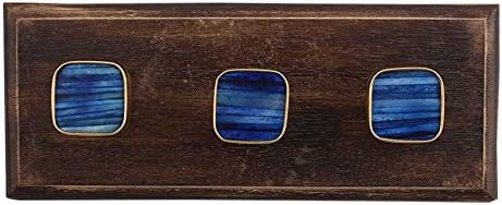 IndianShelf 6 Pacote exclusivo Hook Wall | Ganchos de casaco decorativo azul | Cabide de casaco de madeira | Ganchos quadrados de