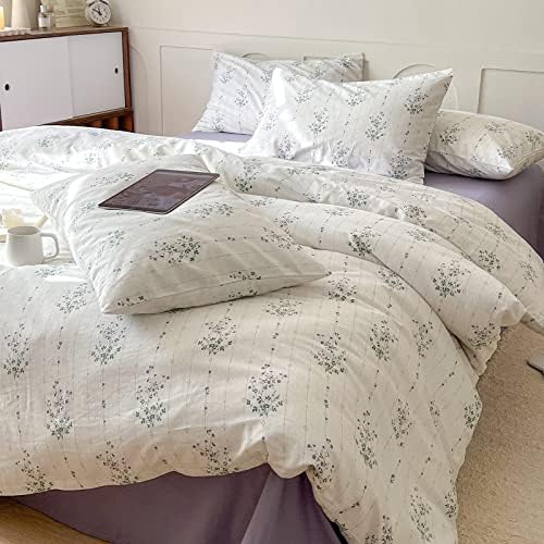 Vclife Queen Cotton Duvet Sets BOHO Floral White Bedding Sets STILE FRANCESSO FRANCES