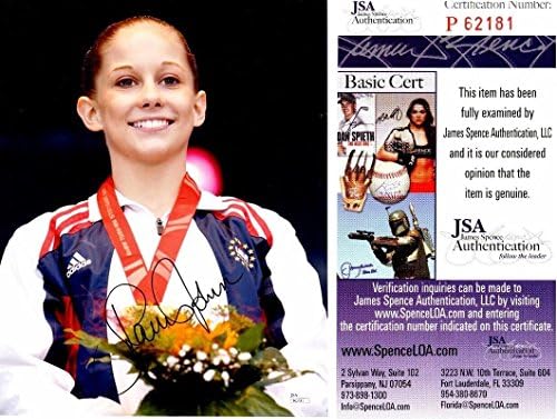 Shawn Johnson assinado - Foto das Olimpíadas 11x13 autografadas - Medalhista de Ouro + Certificado de Autenticidade JSA - Fotos olímpicas