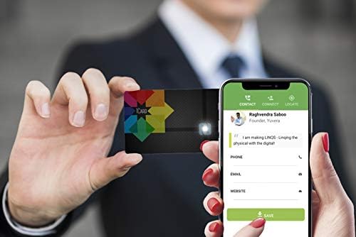 LINQS 1CARD GLOW | NFC & QR Código sem contato Cartão de visita profissional | Toque ou digitalize para salvar detalhes de contato no telefone | Editável