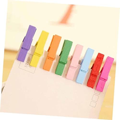 YARNOW 200PCS PEGS PEGS CLIPE DE MADELO MINI CLIPS COM ROPE BAMBOO PING PENDE