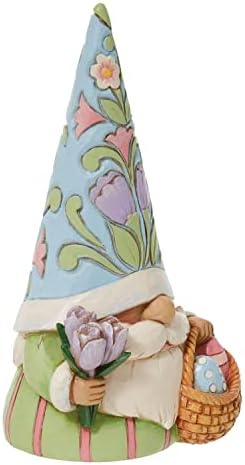 Enesco Jim Shore Gnome de Páscoa com estatueta de cesto, altura de 4,96 polegadas