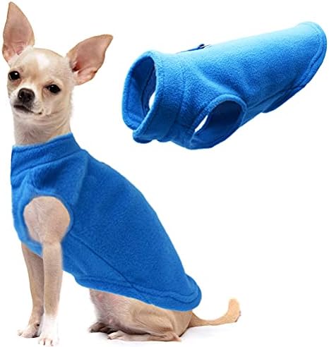 Colete de lã de cachorro suéter de jaqueta de inverno macio com coleira de treio D capuz frio de clima frio para cães pequenos médios grandes azuis pequenos
