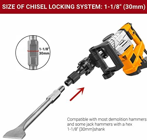 Firecore FS18316 Cinzel de raspagem de haste hexadecimal, 1-1/8 Cinzel hexadecimal para a demolição elétrica Jack Hammer, 3 x 16