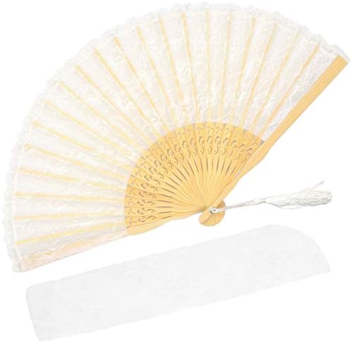 Zolee Small Sexy Lace Dobring Hand Fan - Fãs de seda de bambu vintage japoneses chineses - para dança, performance,