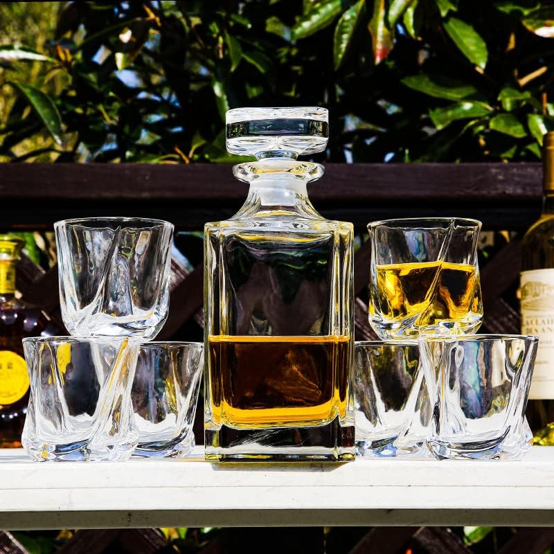 Cathyladi Whisky Glasses Conjunto de copos de cristal de luxo de 2/4/6 de luxo em copos de bar de presente de cetim, coquetéis de barras baixas à moda para beber cocktails de uísque de bourbonsky