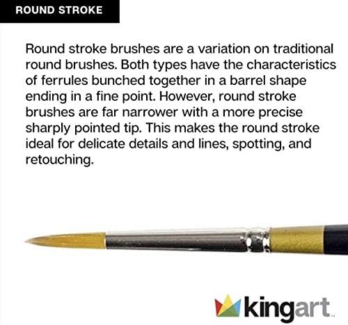 Kingart Original Gold 9040-2, Brush de Artista Premium, Golden Taklon Round Stroke-Size: 2, Black